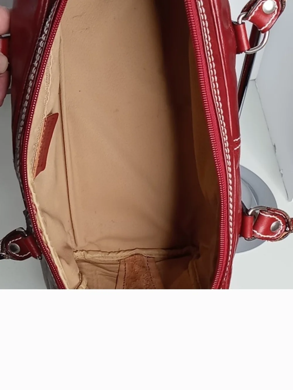 Valentine Paris Embossed Leather Bag in Rich Wine Red